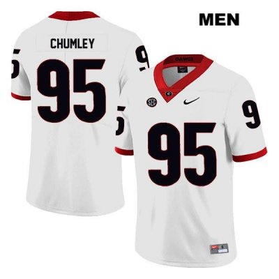 Men's Georgia Bulldogs NCAA #95 Noah Chumley Nike Stitched White Legend Authentic College Football Jersey GVC4654MO